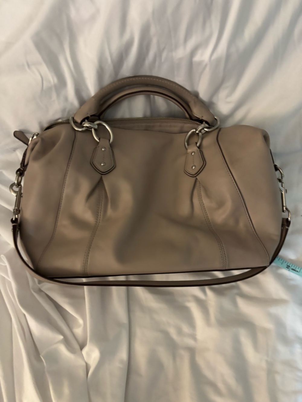 Coach Beige Leather Satchel with Top Handles - Picture 4 of 4